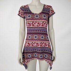 Jonathan Martin Striped Mixed Print Pullover Stretch Knit Tunic